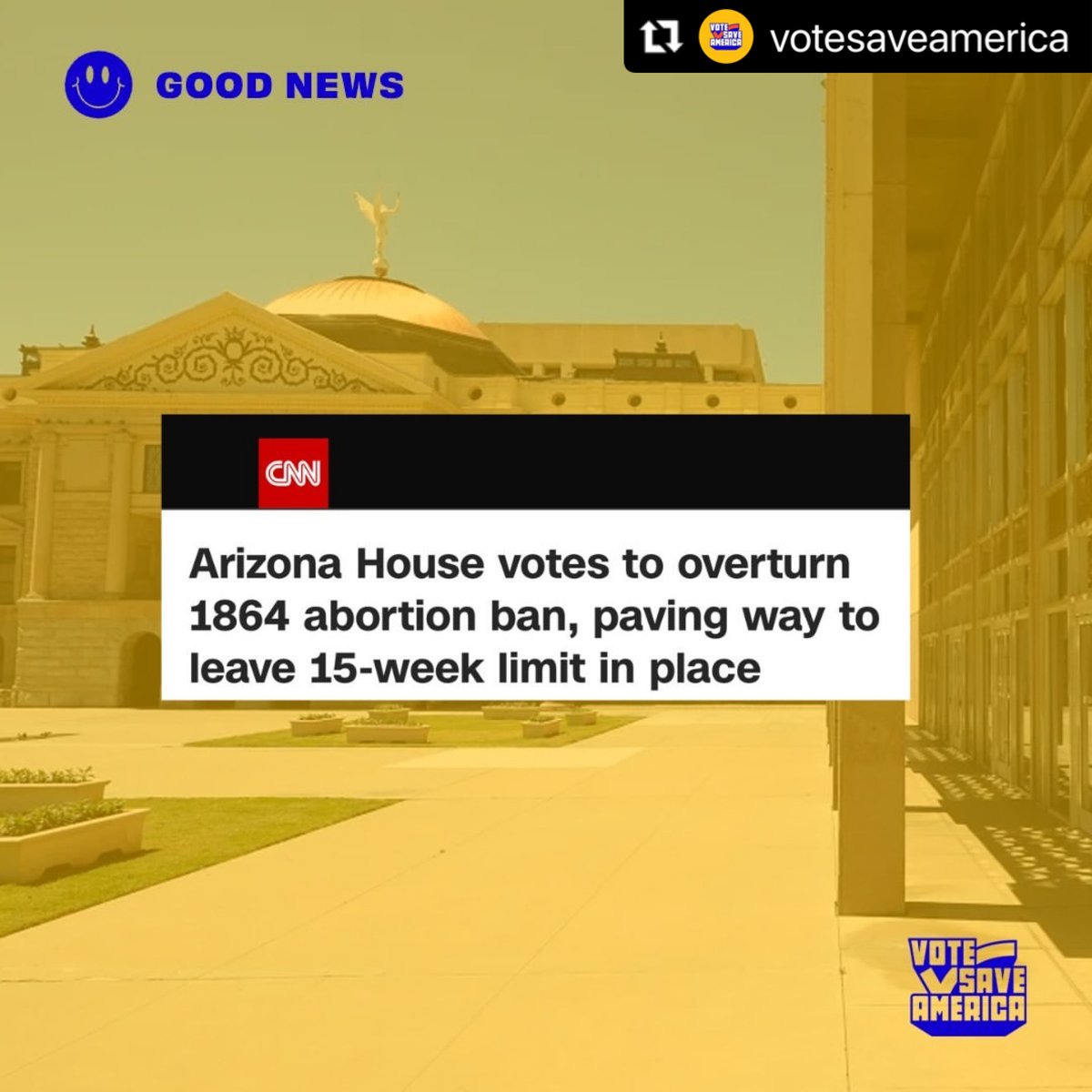 The current news may be quite disheartening, but here's some good news 🌞

Repost from @votesaveamerica