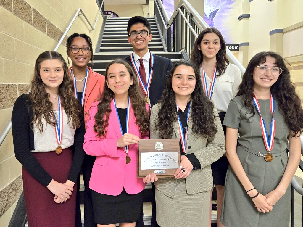 Headed to State! 

Region Champion: Waleed Haider, Persuasive

Also advancing: Maya Hay - 3rd in Informative

State Alternates
Natalie Mathews - 4th in Informative
Rin Moore - 5th in Informative
Cecilia Acosta - 6th in Persuasive
Addi Villegas - 6th in Prose
2nd Place Speech Team