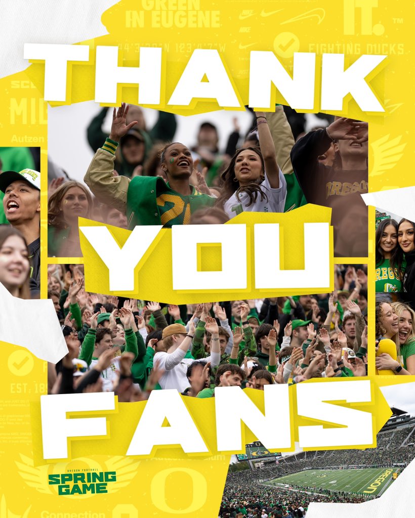 What a day to close the spring. Thank you, Duck fans! #GoDucks