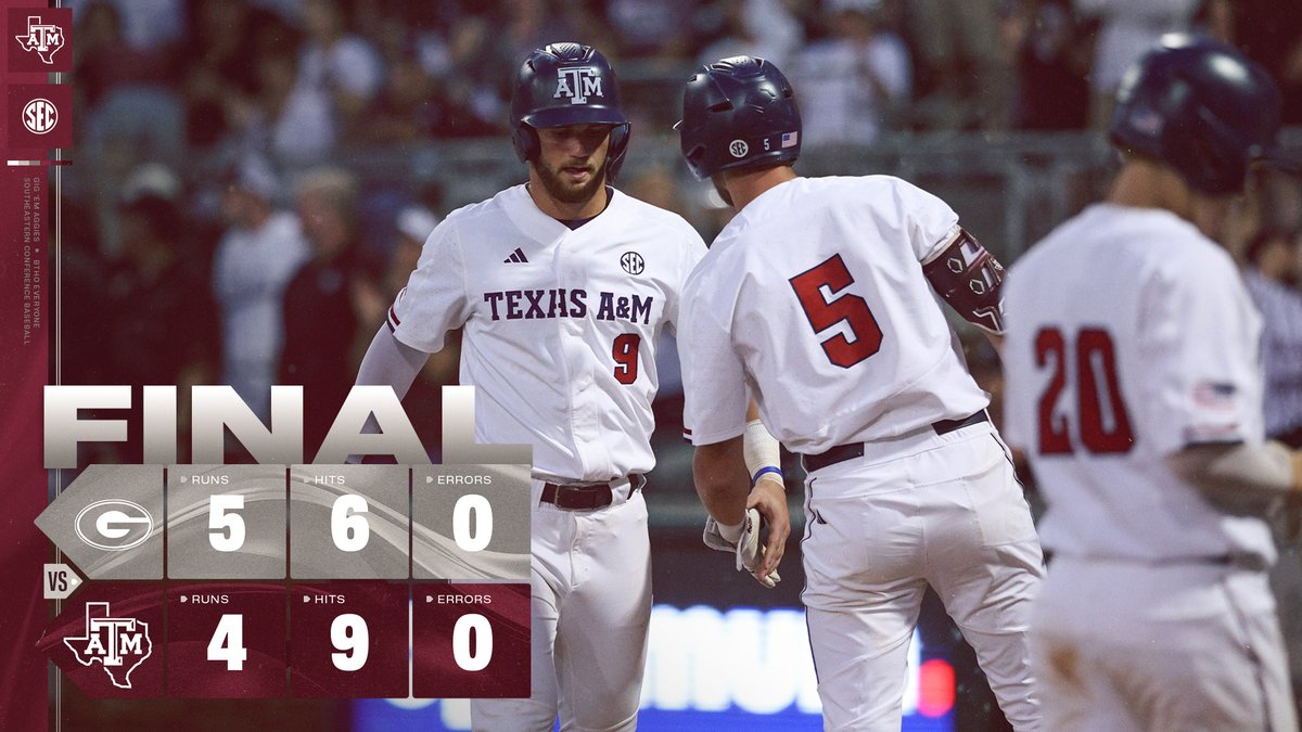 Series finale goes to Georgia but the series belongs to the Aggies. Back in action Tuesday night at 6 p.m. vs Tarleton at Blue Bell Park.