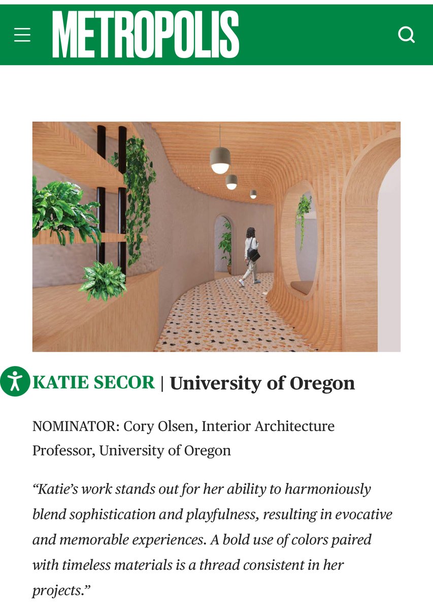 Congratulations @SecorKatie This is such an amazing and well deserved recognition by Metropolis Magazine. To say we’re excited for your future is a massive understatement. We’re so proud of you! 📰 shorturl.at/lsGNW #GoDucks | #MetropolisFuture100