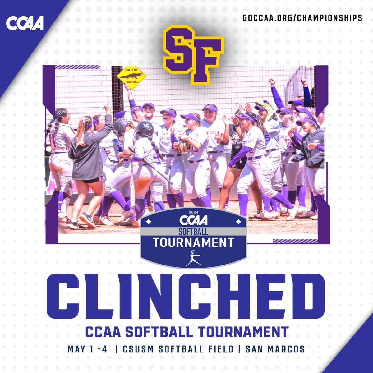 The Gators are in the CCAA Tournament for the first time since 2019 and just the third in program history! @SFState_Gators #GoCCAA