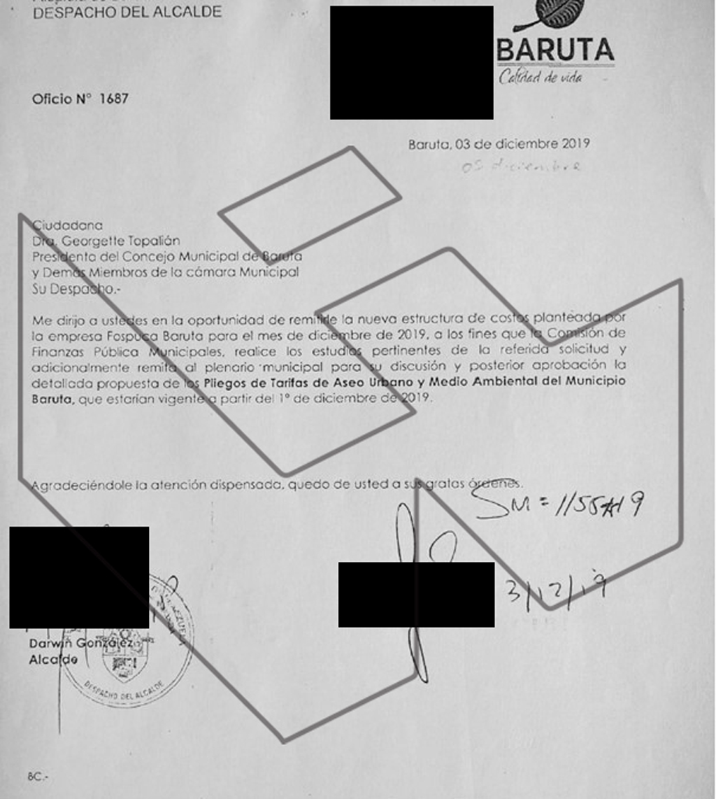 Concejales de Baruta denuncian que, favoreciendo a la empresa recolectora Fospuca, la Cámara Municipal y la Alcaldía aprueban los aumentos del servicio de aseo urbano sin exigir una estructura de costos certificada bit.ly/AiFospuca