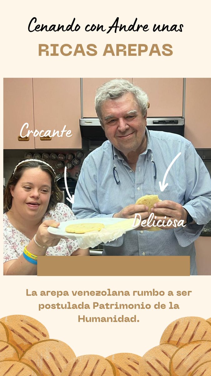 Cenando unas ricas arepas con mi bella Andre que le encantan y con una excelente noticia, que nuestra arepa venezolana está rumbo a ser postulada Patrimonio de la Humanidad. ¡La arepa es venezolana🫓!