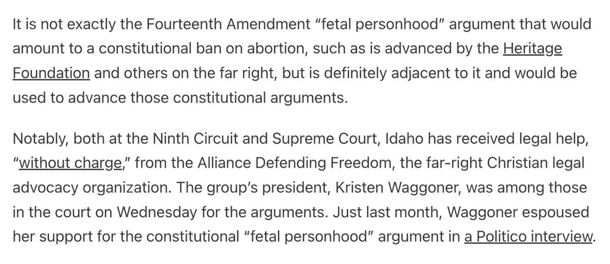 This week's abortion emergency care arguments and their discussion of EMTALA's 'unborn child' mention related to and possibly advanced the 'fetal personhood' argument, as I noted at Law Dork: lawdork.com/p/emtala-abort…