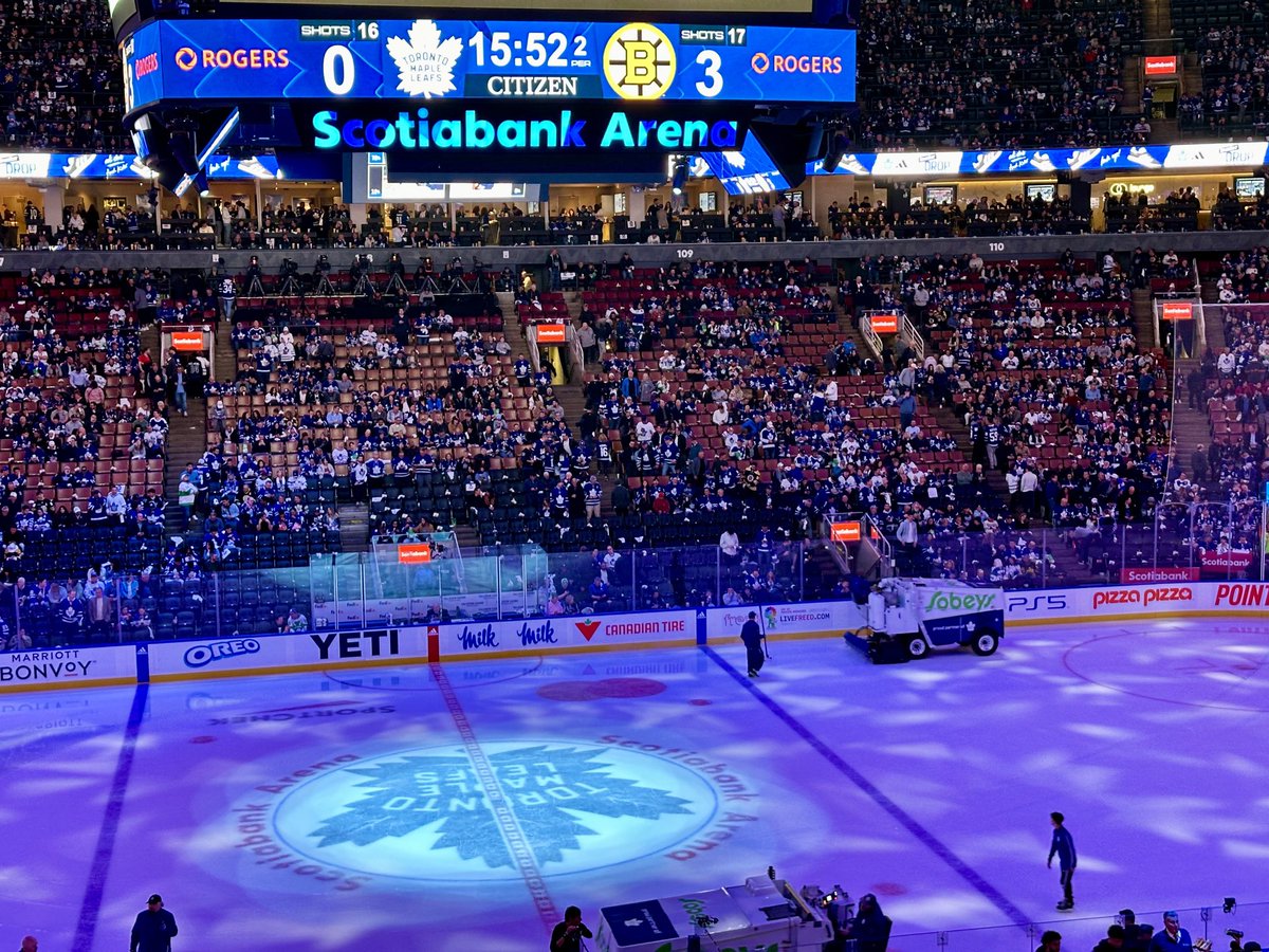 Best part of the game so far! 2 Zambonis. Same old same old. On a more positive note Matthews has had more hits than the entire Blue Jays team had in the last two games combined. Guess there’s always the Raptors! #TorontoSportsFanForLife