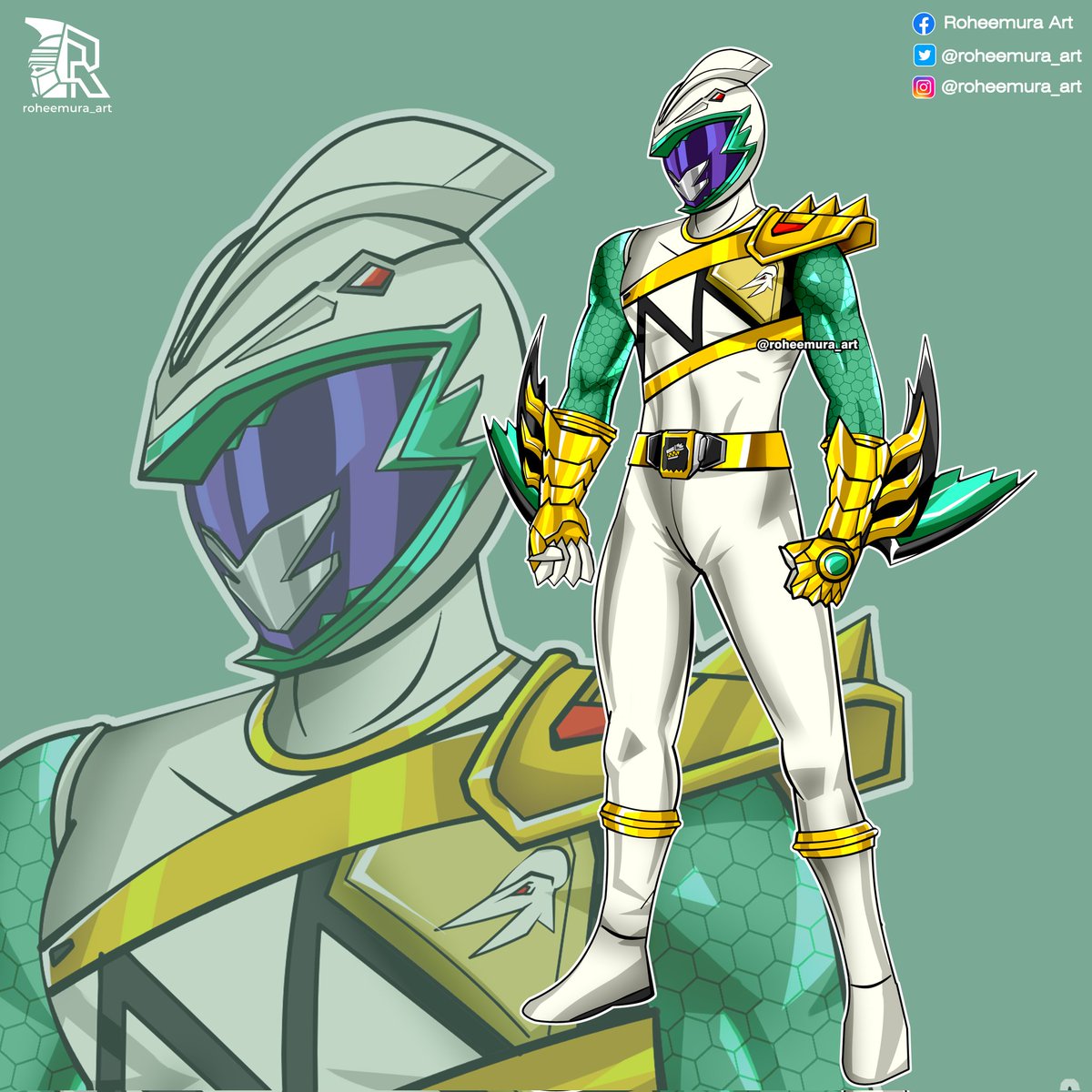 Commission for @hyperdragoonhx 
Dino Charge Hyper Ranger
The design is based on Kryptodrakon, one of the pterodactyloid pterosaurs... 

#supersentai #特撮
#tokusatsu #powerrangers #mightymorphinpowerrangers #powerrangersdinocharge
#dinocharge