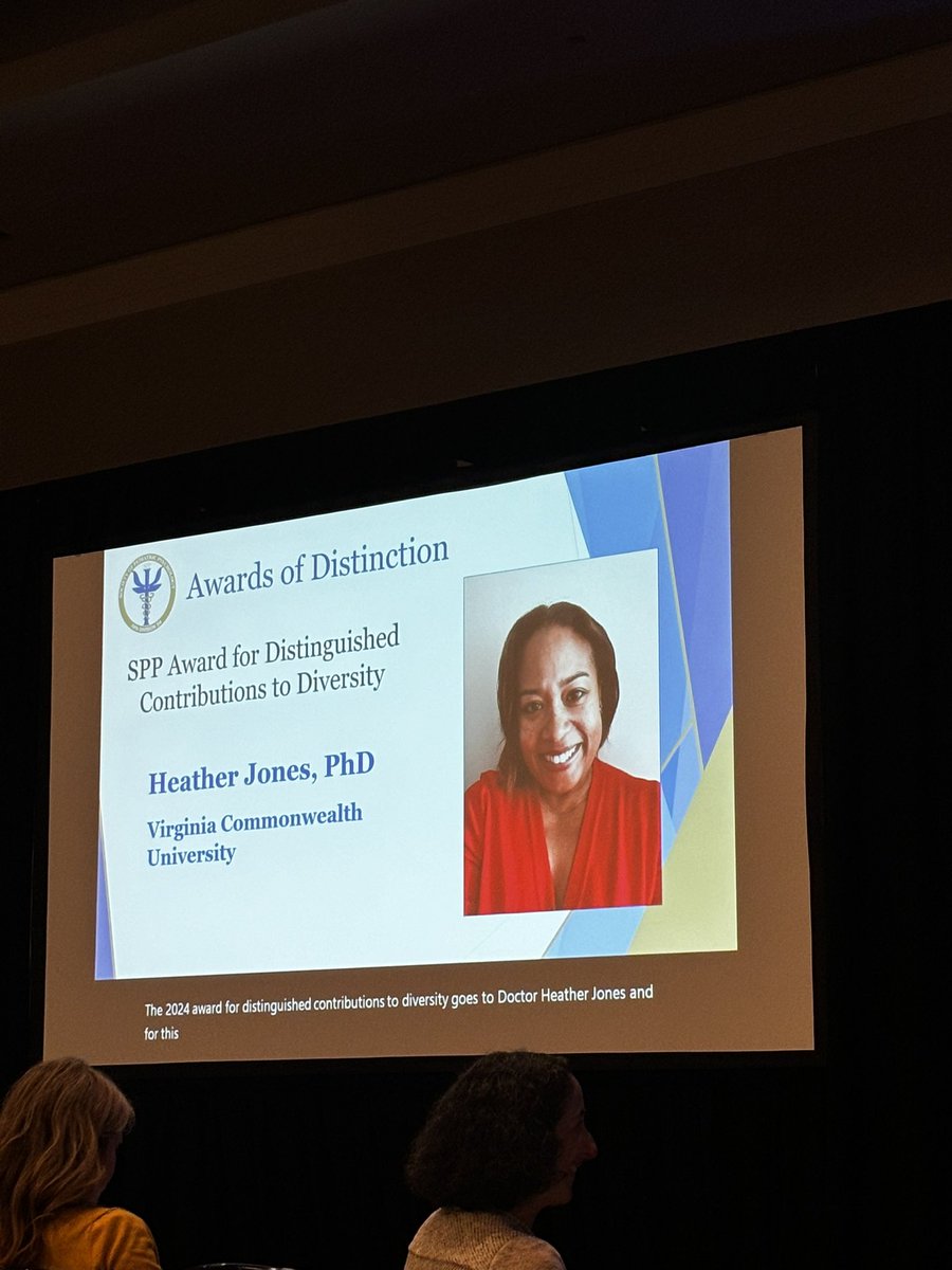 Congratulations to our very own @DrHeatherAJones who received the SPP Award for Distinguished Contributions to Diversity. #SPPAC2024