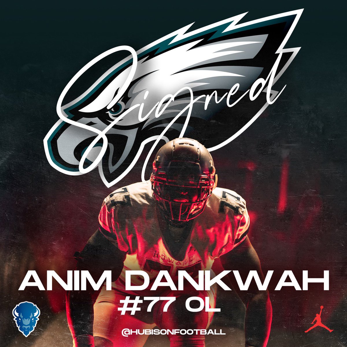 OL Anim Dankwah signs with @Eagles 🔏🦅 Hard work paying off! #flyeaglesfly #NFLDraft2024 #STMDT #HUBisonFootball