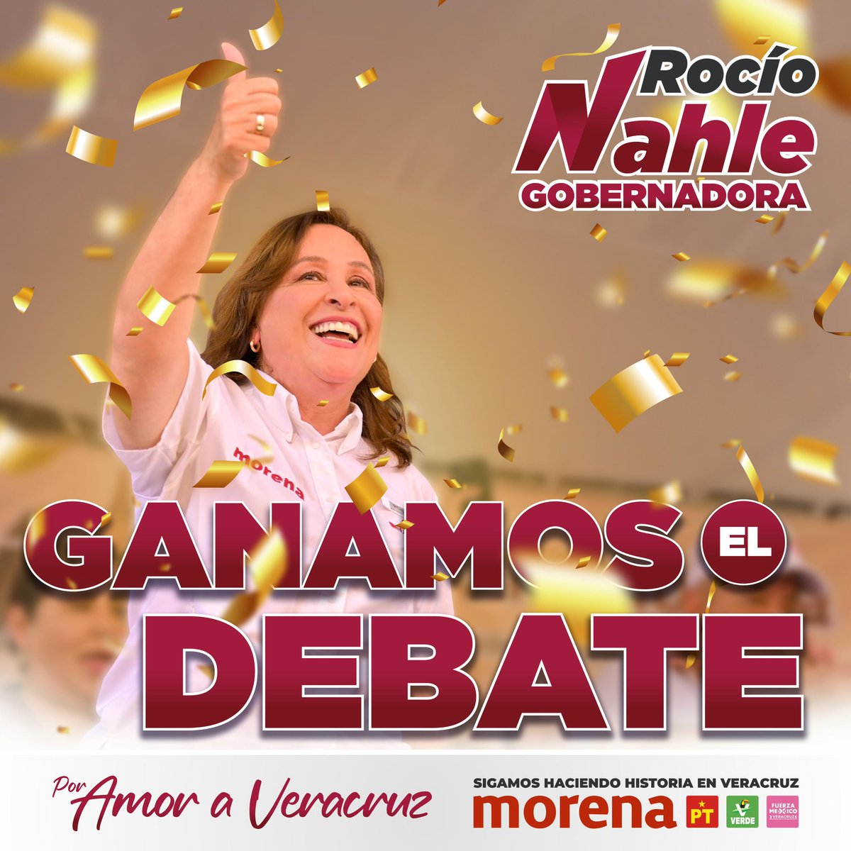 ¡Ganamos el primer debate! Como ganaré la gubernatura de Veracruz el próximo 2 de junio. 

❤️Por amor a #Veracruz❤️

#RocíoGanaElDebate
#NahleGobernadora #YoVotoRocío