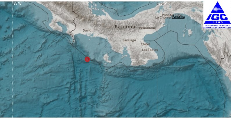 El Instituto de Geociencias de la Universidad de Panamá, Reporta el siguiente evento PRELIMINAR: Fecha: 2024-04-27 21:07 Hora local, Magnitud:4.4 (MLv), Profundidad: 10 km, localizado a 79 km de COIBA.