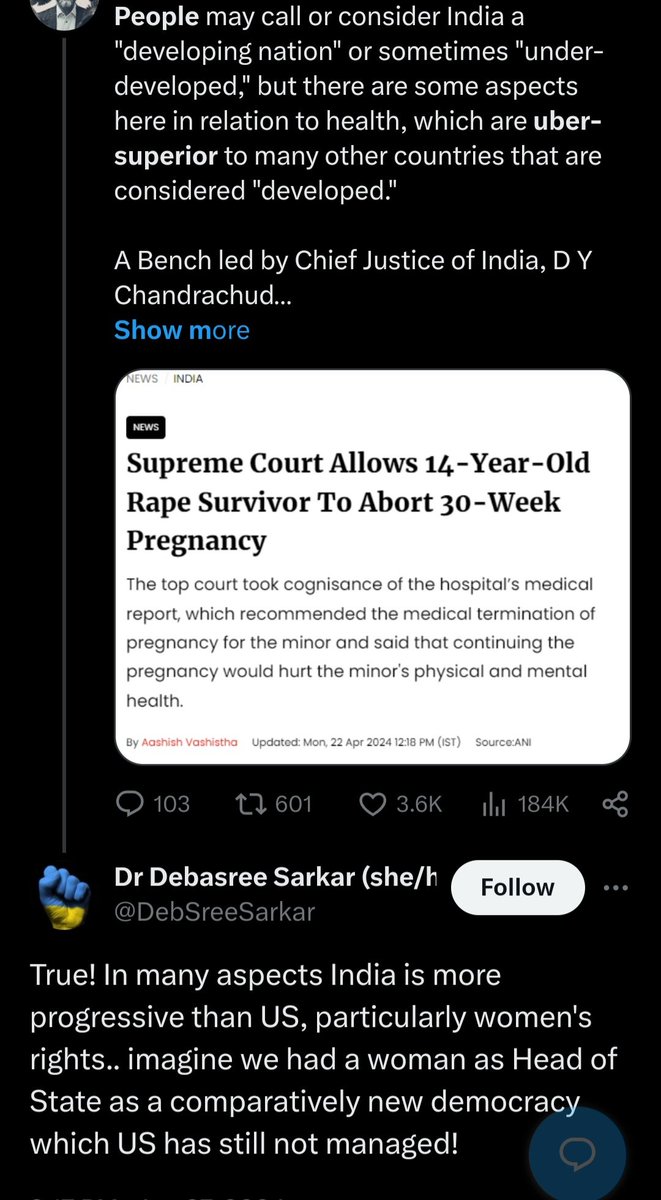 Overturning of Roe vs Wade is about insecurity of RW. They find white population drop to be alarming. And it's impossible to allow abortion rights based on racial group. In 🇮🇳 ruling is as per safety norms, this doesn't have anything to do with development per se as CJI claimed.
