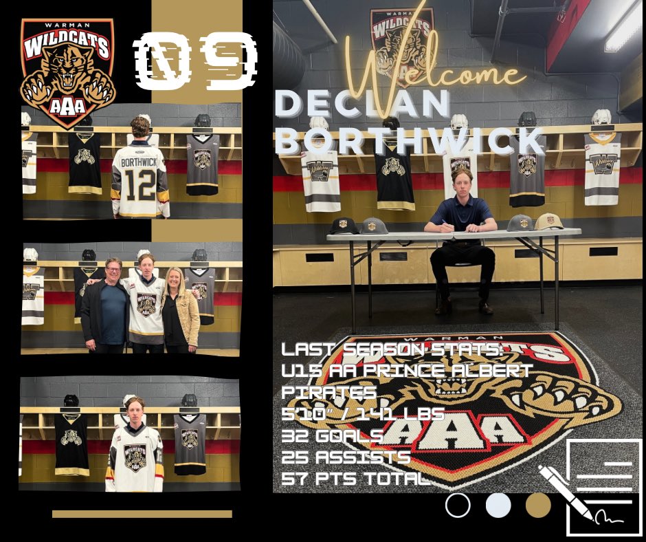 ✨Committed for the 24-25 Season✨
Welcome Declan Borthwick
Last Season Stats:

U15 AA Prince Albert Pirates
5’10” 
141 lbs 
Goals - 32
Assists - 25
Total Pts - 57