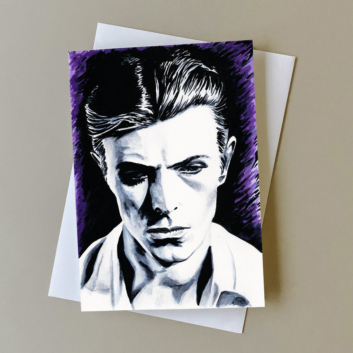 David Bowie greeting card, gift for Bowie fan, Birthday Card, Bowie art card, David Bowie card, Thin White Duke card, Bowie birthday card tuppu.net/44dca6b3 #giftideas #newWave #wallArt #popCulture #greetingcards #DavidBowieGift