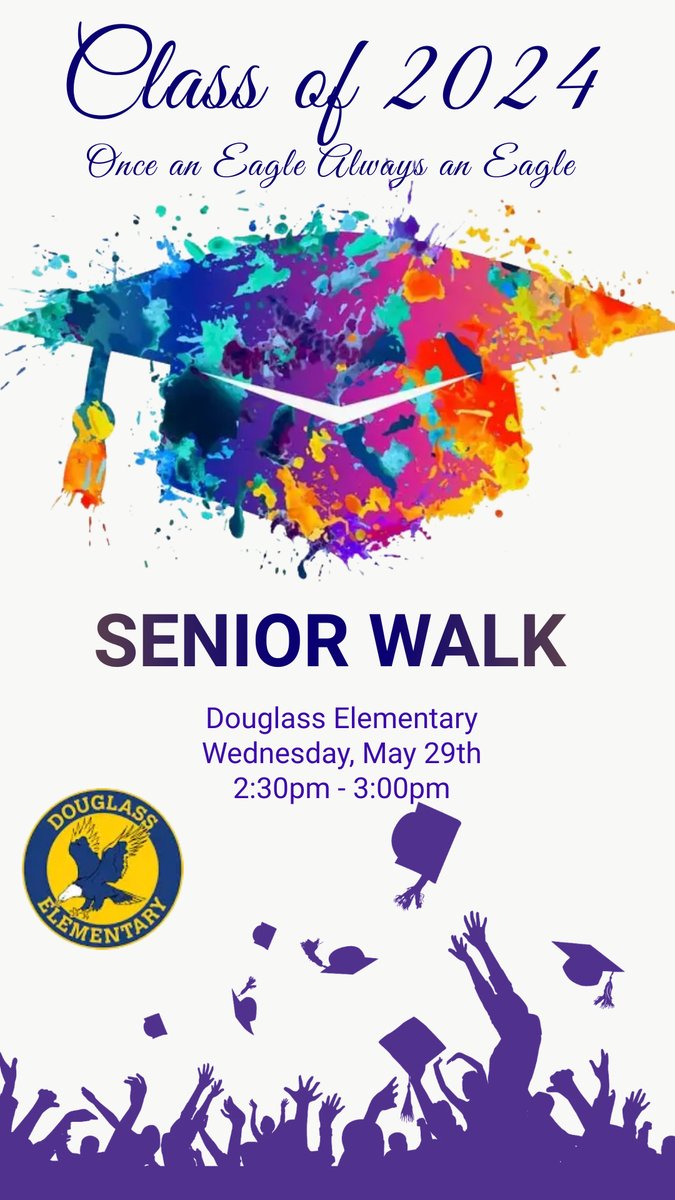 Save the Date: Our first Senior Walk for our 2024 graduates is May 29th. We hope to see our former Douglass Eagles who are graduating this year come to walk the halls one last time as they continue to SOAR on their journey! #alwaysaneagle @SAISDBrackHS