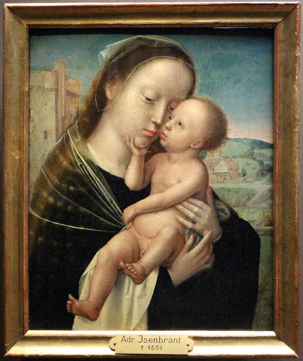 Madonna z Dzieciątkiem 1520r. Adriaen Isenbrandt Autor prowadził dużą pracownię specjalizującą się w tematyce religijnej, wykonywanej w stylu konserwatywnym, nawiązującym do tradycji wczesnego malarstwa niderlandzkiego poprzedniego stulecia Museum Catharijneconvent, Utrecht