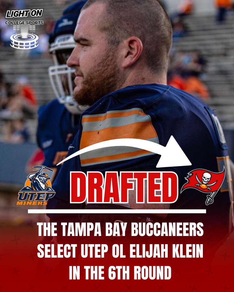 The Tampa Bay Buccaneers select UTEP OL Elijah Klein in the 6th round. ⛏️🔥 #PicksUp @UTEPFB