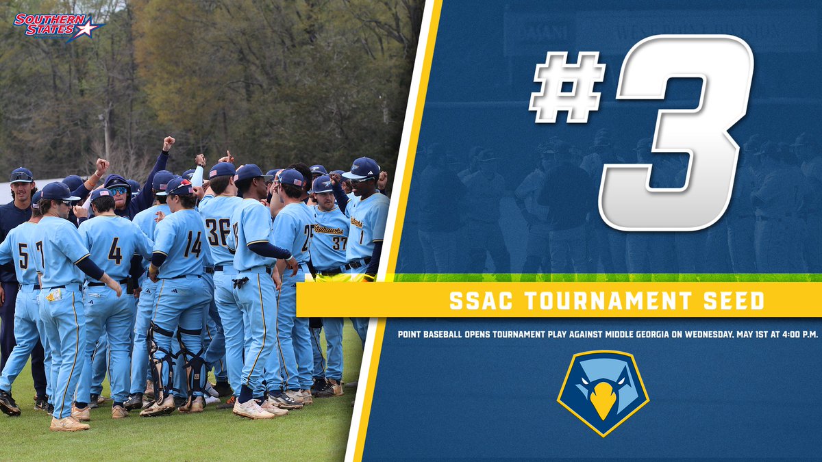 The Baseball Team will enter the SSAC Tournament as the #3 Seed and open Tournament Play taking Middle Georgia on Wednesday, May 1st at 4:00 P.M. #Together WeFly