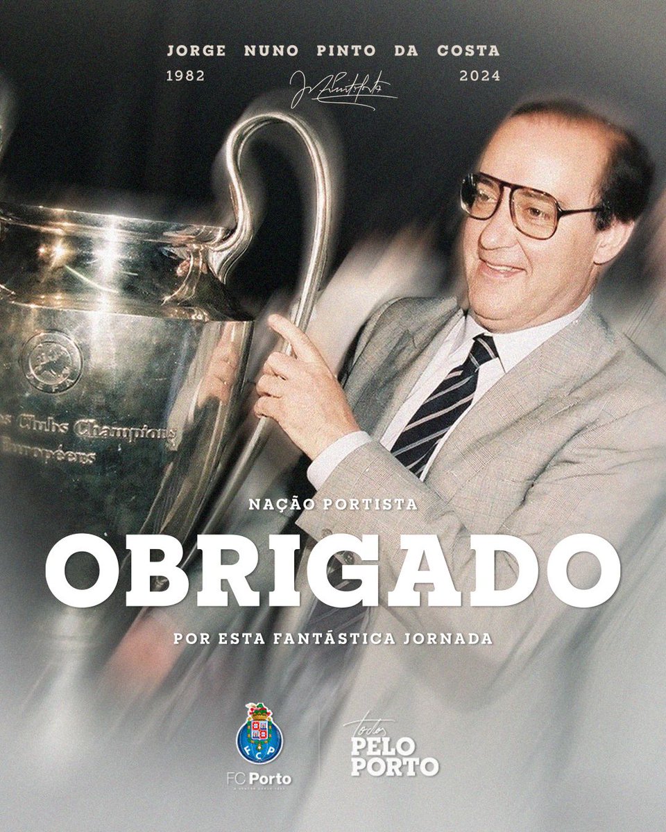 Obrigado a todos por esta jornada. Obrigado a todos os portistas pelo exercício de democracia, pela exigência e por continuarem a elevar o nome do FC Porto ao mais alto nível. Obrigado ao nosso Presidente por tudo o que fez e faz pelo clube todos os dias, por todas as