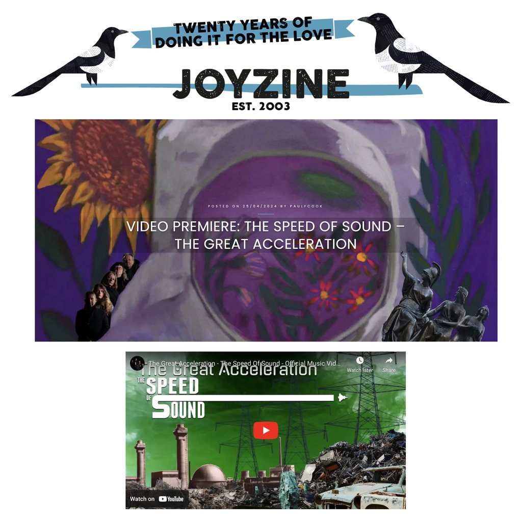 With The Speed Of Sound's new album 'A Cornucopia: Minerva' announced today, Joyzine premieres the official video for the key album track 'The Great Acceleration'! See the clip and read all about it right here: joyzine.org/2024/04/25/vid… #Joyzine #TheSpeedOfSound. #IndieRock