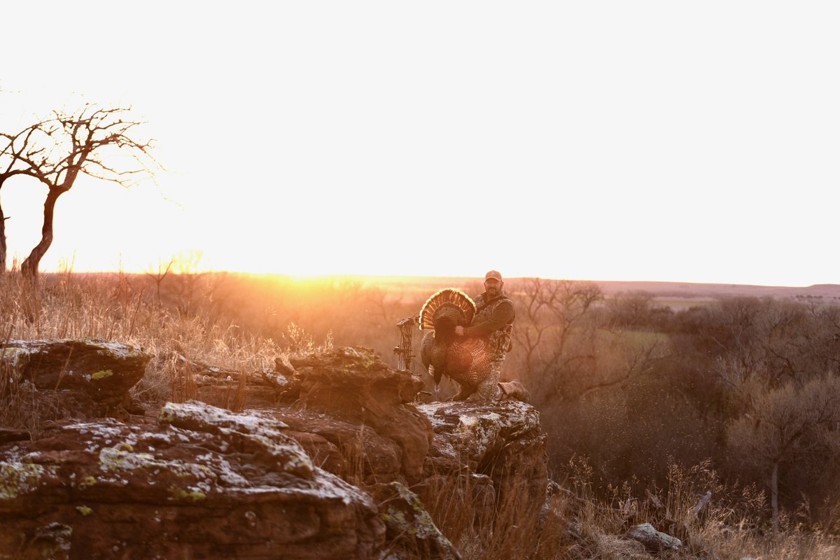 Congratulations to our pal Larry McCoy from @RespectTheGameTV who had a great time in Kansas chasing turkeys and perfect sunrises. Way to go Larry! #ITSINOURBLOOD #hunting #outdoors #wildturkey #turkeyhunting #Kansas #bowhunting #turkeyseason