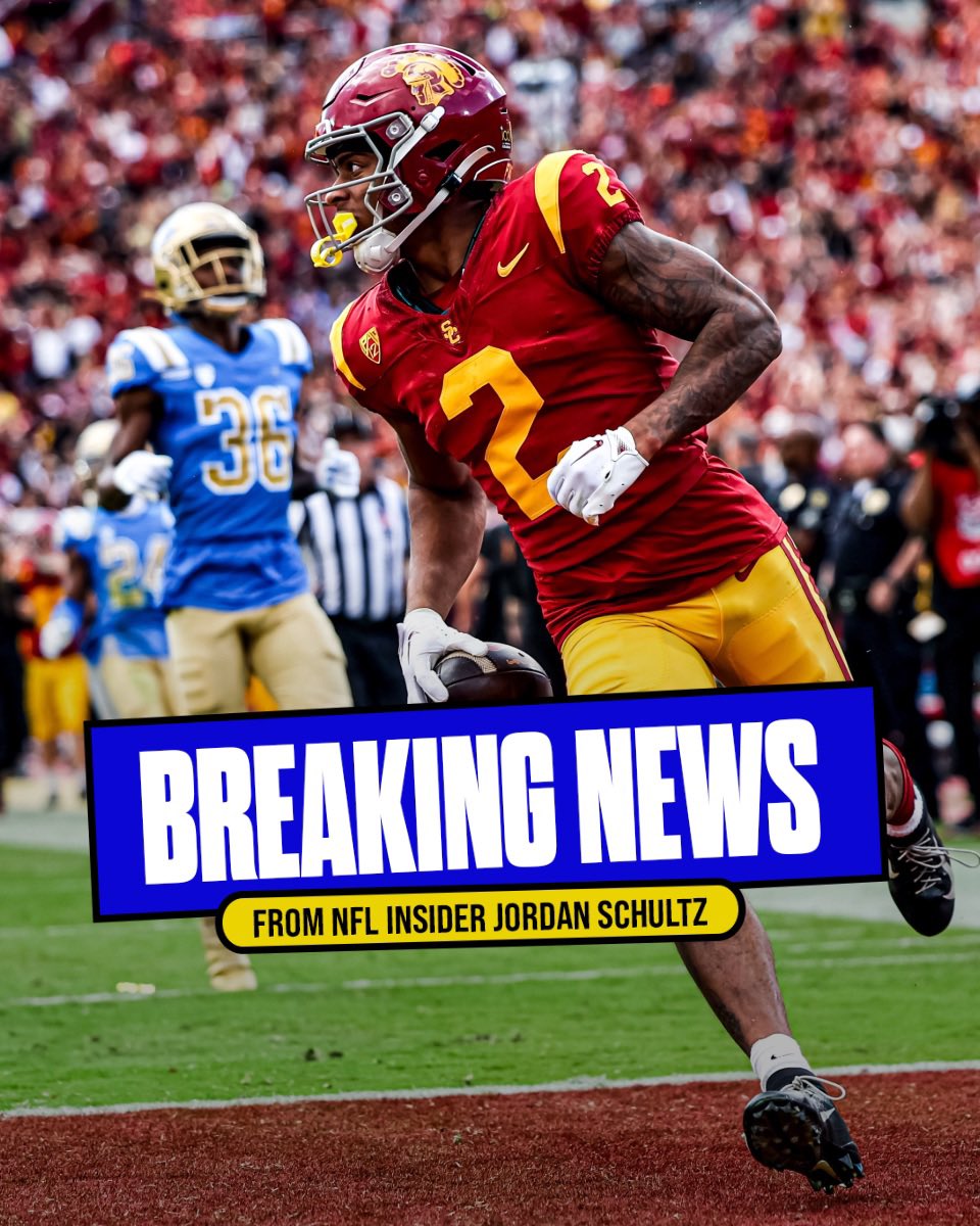 USC WR Brenden Rice to the #Chargers. The son of NFL legend Jerry Rice stays in LA after catching 12 TDs last season for the Trojans. Was a key weapon for Caleb Williams all year.