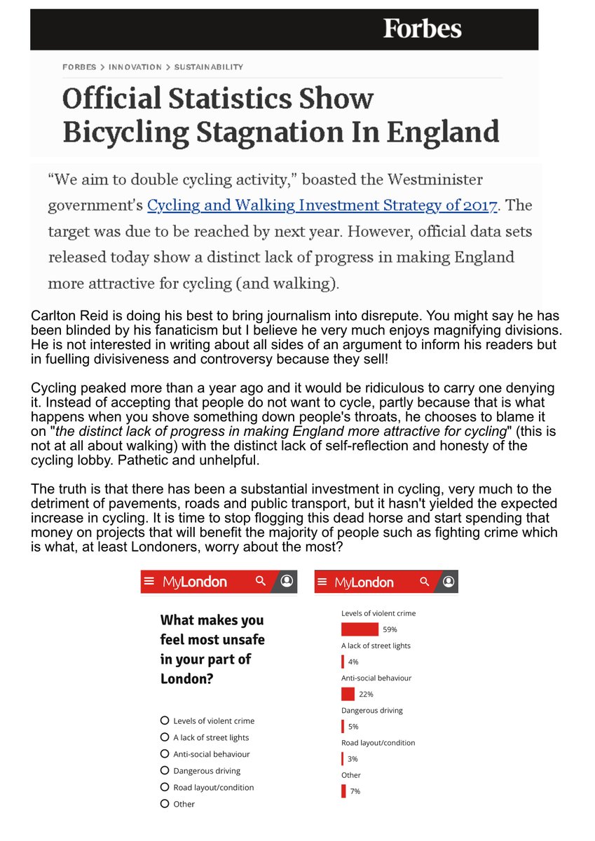 Cycling is nowhere near as popular as they want us to believe but the anti-car brigade is having a hard time accepting this.

@Forbes @APPGCW @Sustrans @roadcc @activetraveleng @WeAreCyclingUK @Wheels4Well @livingstreets @Mark_j_harper @LouHaigh
