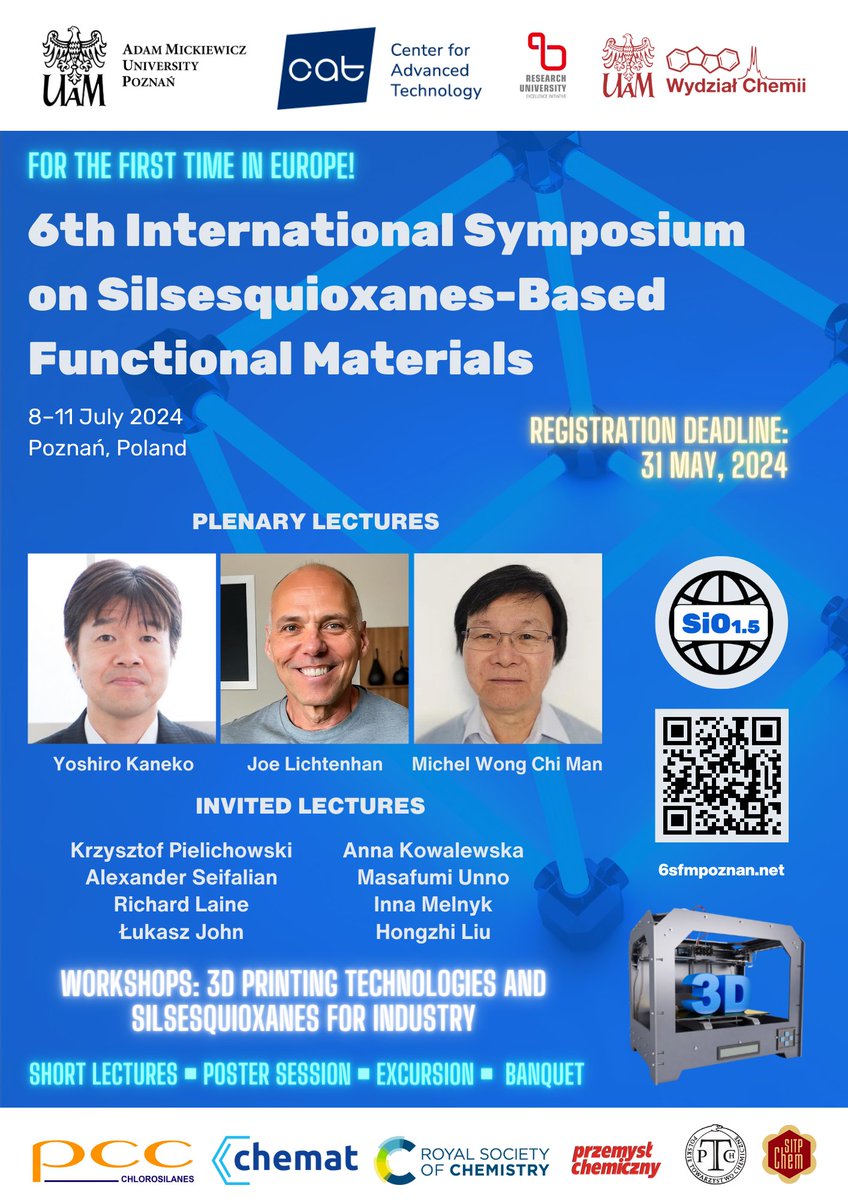 We warmly invite You to the 6th International Symposium on Silsesquioxanes-Based Functional Materials (6SFM 2024), which will take place for the first time in Europe in Poznań! 🤩📷 6sfmpoznan.net