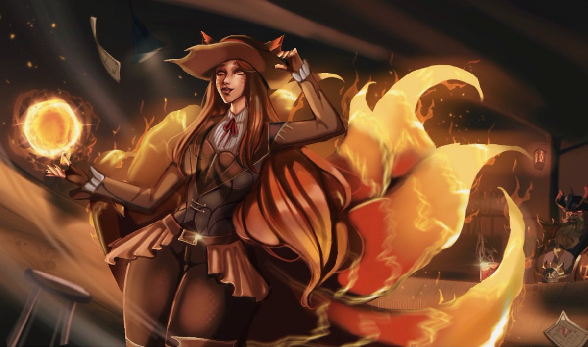 My version of what would be the ‘splash art’ for High Noon Ahri. 
I did not come up with the concept/design! This skin was made by @ArtStuff304 🤗💓
#LeagueOfLegends #fanart #highnoon #ahrifanart #ahri #LeagueOfLegendsfanart #splashart #conceptart #videogameart #freelanceartist
