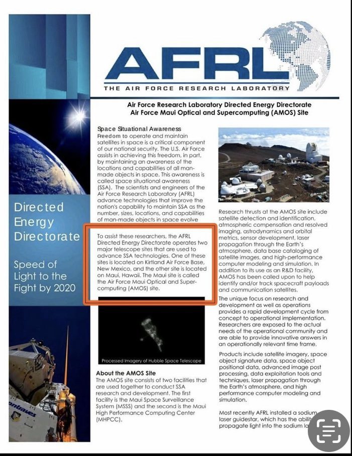 AFRL spécialisé en Armes à énergie dirigée (DEW) est basée à Maui