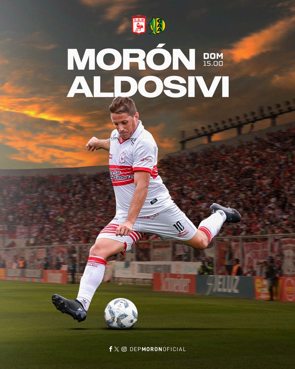 depmoronoficial's tweet photo. ¡HOY JUEGA MORÓN!

🏆 Primera Nacional • Zona B • Fecha 13
🆚 Aldosivi
📆 Domingo 28/04
🕘 15 hs.
📺 TyC Sports Play
🏟️ Estadio Nuevo Francisco Urbano

#SomosElOeste🐓 https://t.co/zEXKDQfxuy