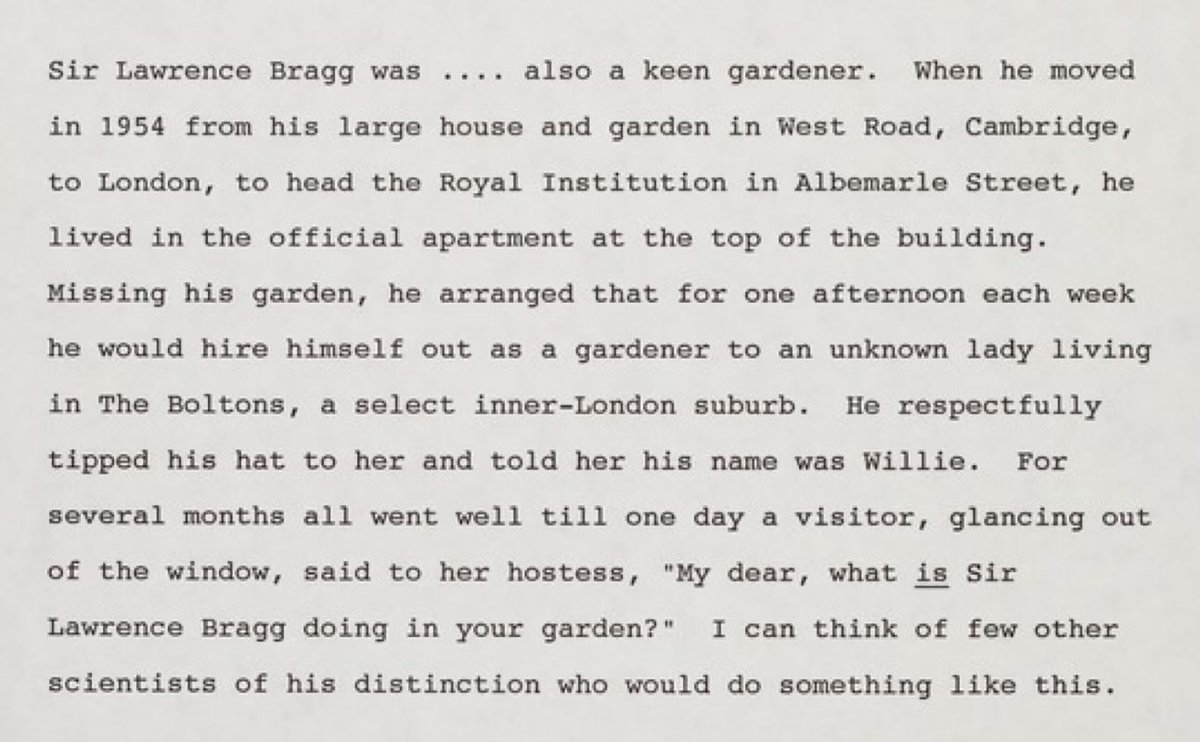 Nice story from Crick about Sir Lawrence “Willie” Bragg: