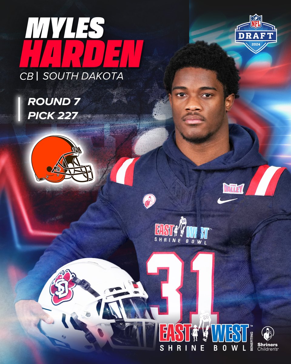 #ShrineBowl ➡️ @NFL Congratulations to Myles Harden (@Myles1Harden) from @SDCoyotesFB on being drafted by the @Browns in the 2024 #NFLDraft! #ShrineBowlPRO | #Browns