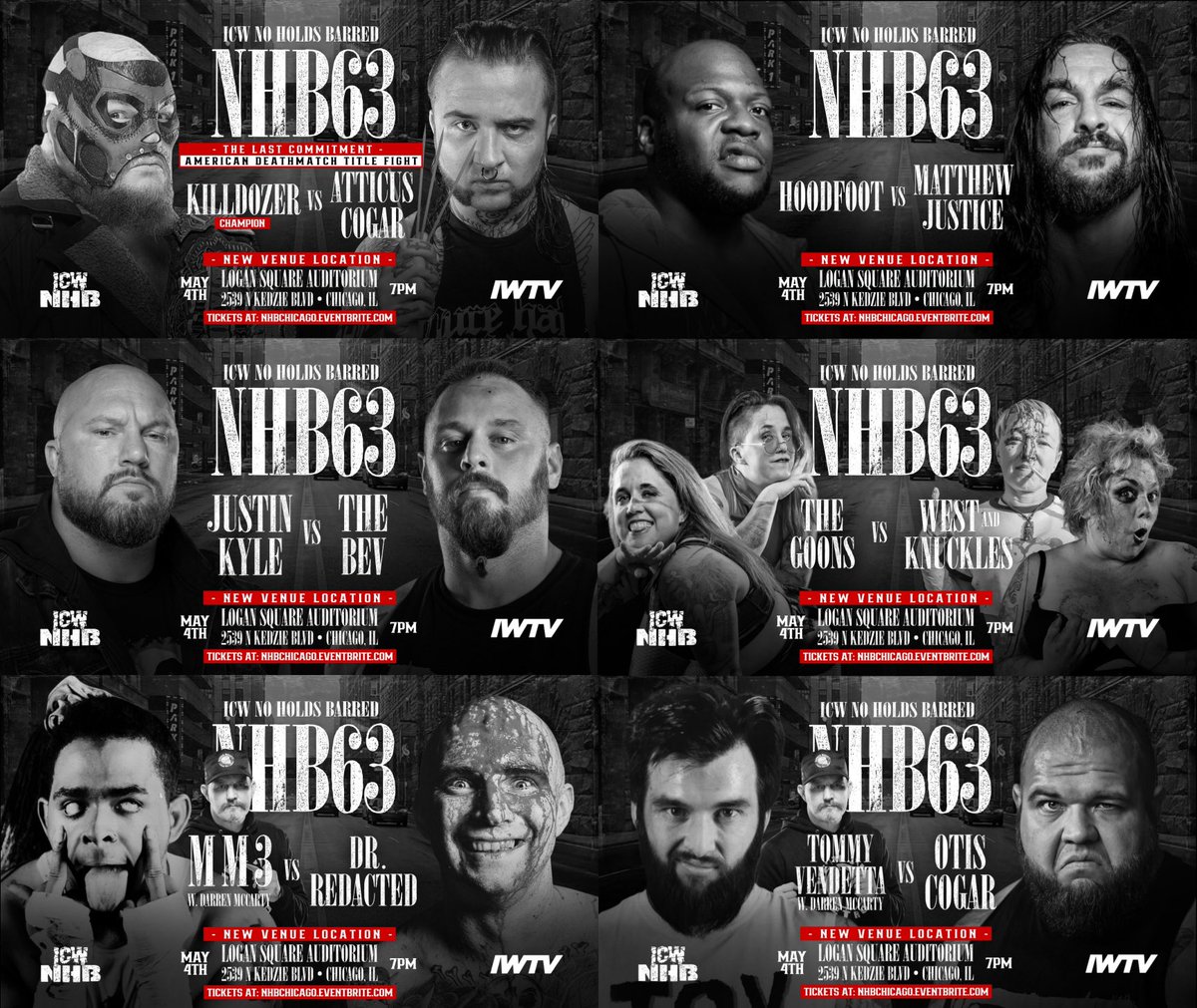 #NHB63 CHICAGO UPDATE‼️ 7 DAYS!!! ⏰ ONE MORE FIGHT STILL TO BE ANNOUNCED! #NHB63 ⛓️ LIVE!! NEXT SATURDAY MAY 4th - LOGAN SQUARE AUDITORIUM- CHICAGO IL - 7PM 🚪 - 8PM CST 🛎️ FULL BAR 🍹 LESS THAN 50 TICKETS LEFT! BUY TICKETS NOW - NHBChicago.eventbrite.com #1Left