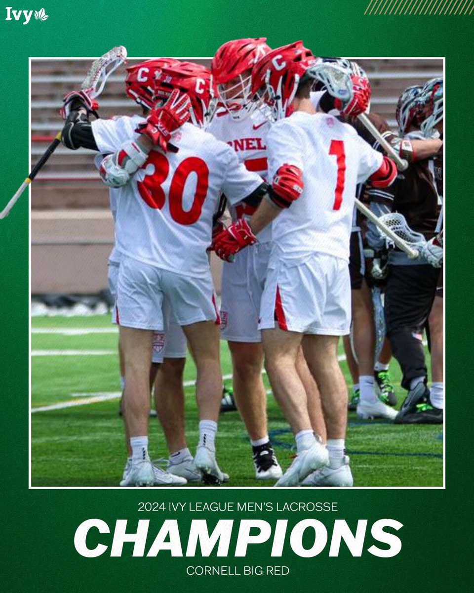 IVY CHAMPS. @CornellLacrosse defeats Dartmouth, 15-10 and captures the outright Ivy League title with a 5-1 league record. This is Cornell’s third consecutive Ivy title and 32nd overall. Congrats, Big Red! 🌿🥍