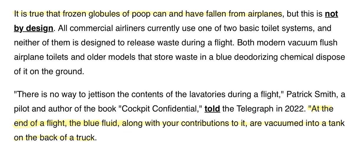 🚨🚨🚨 SHOCKING: The “blue fluid” used in the toilets of commercial airline passenger planes rumored to be the very same fluid coursing through the veins of Democrats.  

According to Snopes, “the blue fluid, along with your contributions to it, are vacuumed into a tank on the…