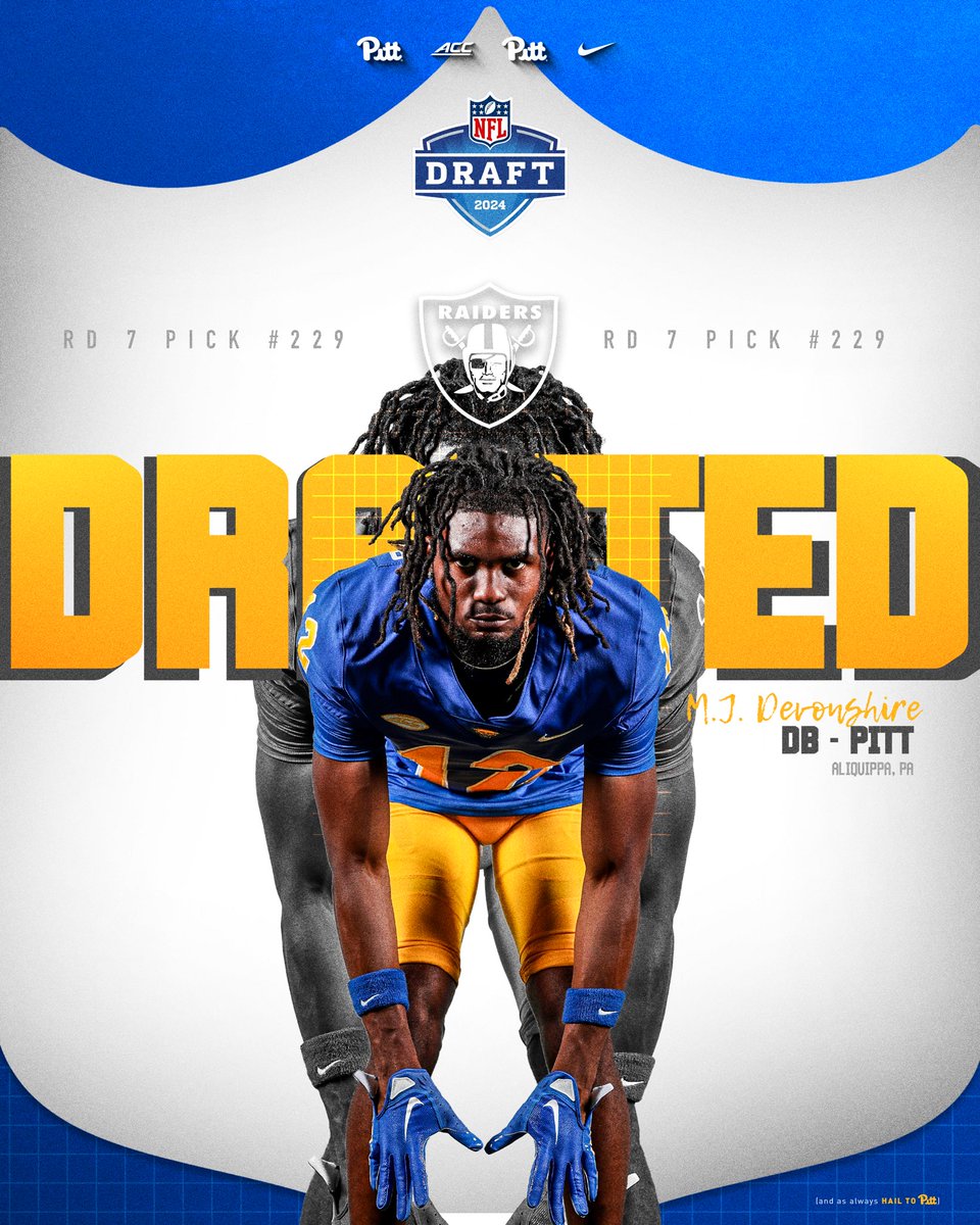 The @Raiders just got a steal and a pick six waiting to happen from Aliquippa 🙌 M.J. Devonshire // Round 7 // Pick 229 #H2P » @NFLDraft » @NFL