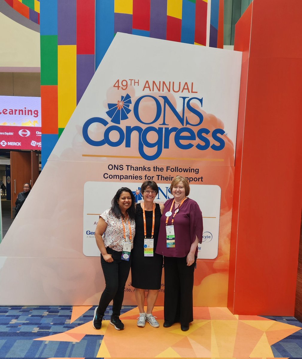 My 1st #ONSCongress was a phenomenal experience 🎉 Met many amazing, empathic, human-centered professionals, but, as it so happens, I already knew (and adore!) these two! Big discussions on #SuppOnc #SurvOnc #HealthEquity #FinancialToxicity #HowMightWe #MakeCancerLessShitty