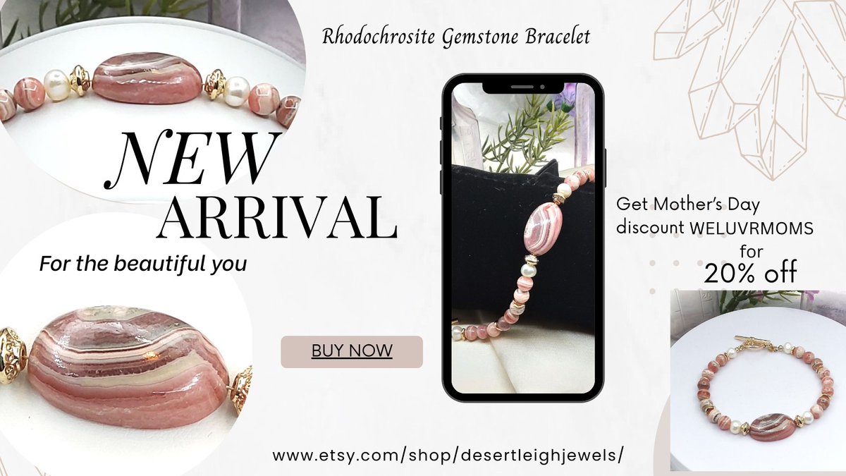 Rhodochrosite Gemstone Bracelet
Mother's Day Gift Ideas!

#womensbracelet #gemstonebracelet #etsyshop #braceletshop #Motherdaygiftideas #mothersdaygifts #discountedbracelets #rhodochrositejewelry #goldplated
