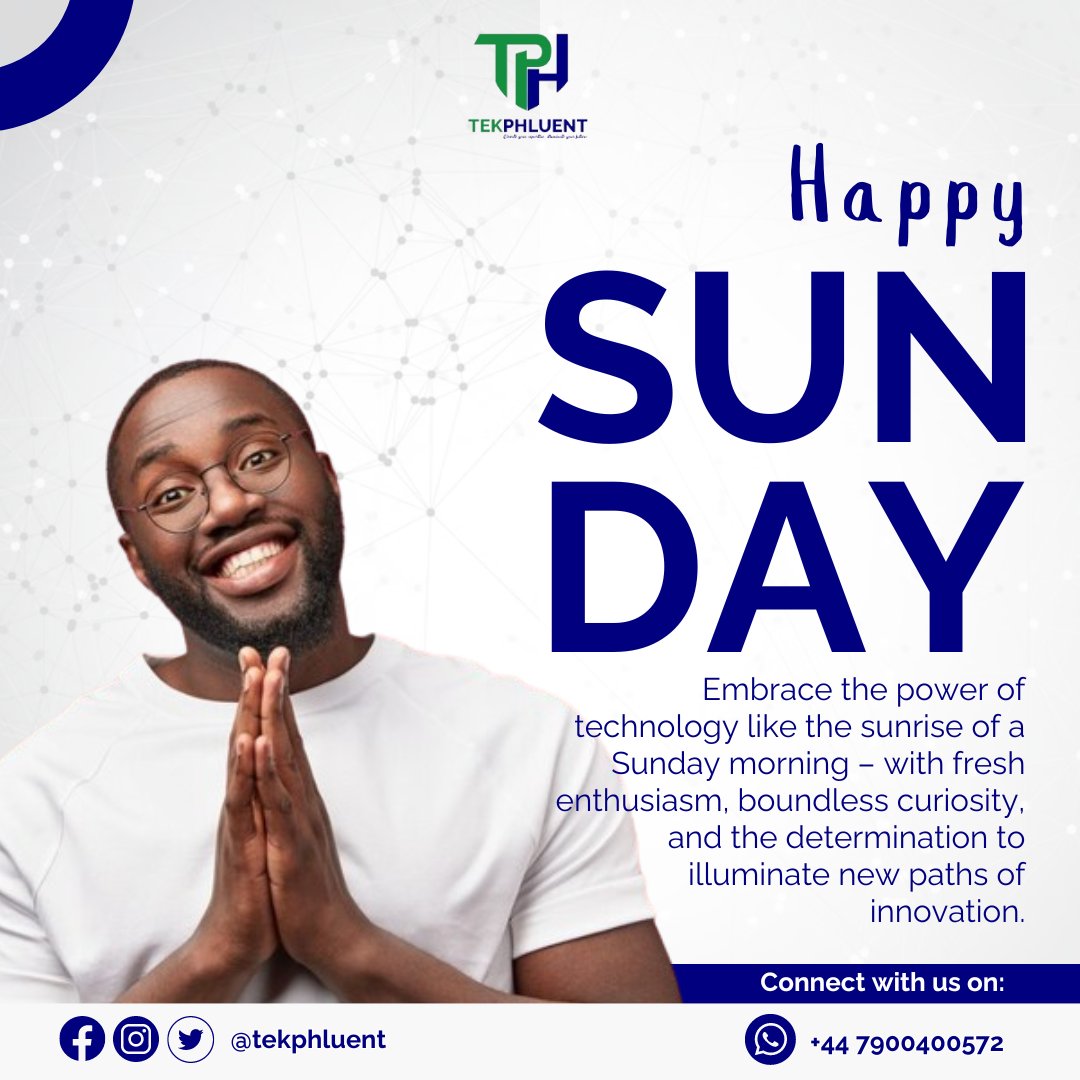 Welcome the dawn of innovation like the gentle embrace of a Sunday sunrise. Let's embark on a journey fueled by curiosity, enthusiasm, and the endless possibilities of technology. #TechInnovation #SundayMorning #Tekphluent #HappySunday