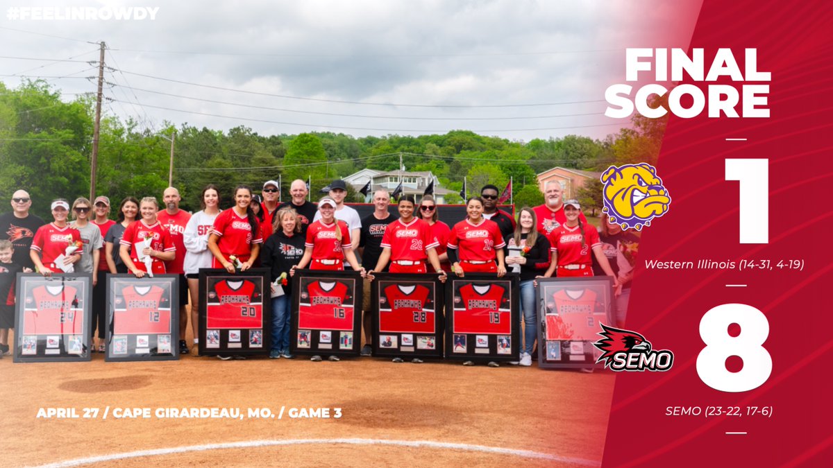 Series Sweep🧹 SEMO sweeps the series against WIU with a 8-1 game three win during senior day🎓 #FeelinRowdy