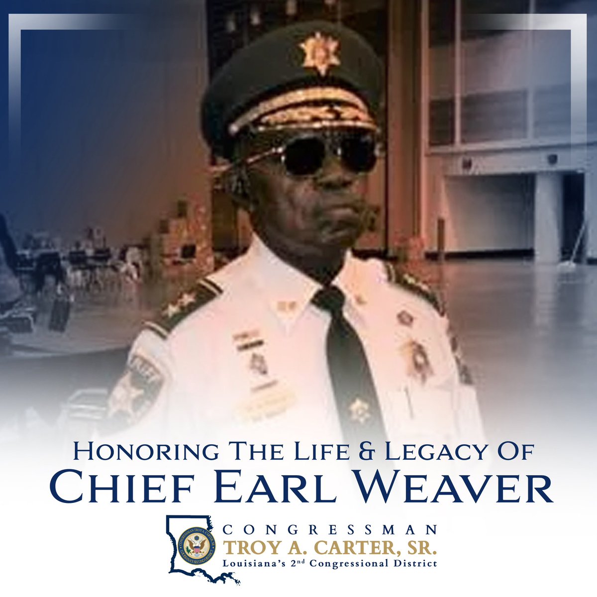 I am honoring the life and legacy of Chief Earl Weaver. Chief Weaver serviced our law enforcement community for forty nine years. He will be missed, but his transformative spirit will live on forever. @OrleansParishSO