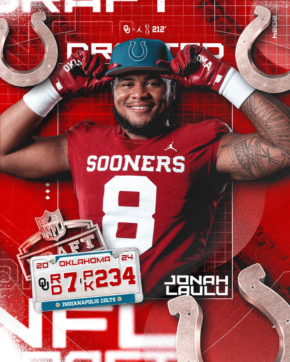 𝗥𝗼𝘂𝗻𝗱 𝟳 » 𝗣𝗶𝗰𝗸 𝟮𝟯𝟰 @Jonah_laulu is headed to Indy! #OUDNA 🤝 @Colts