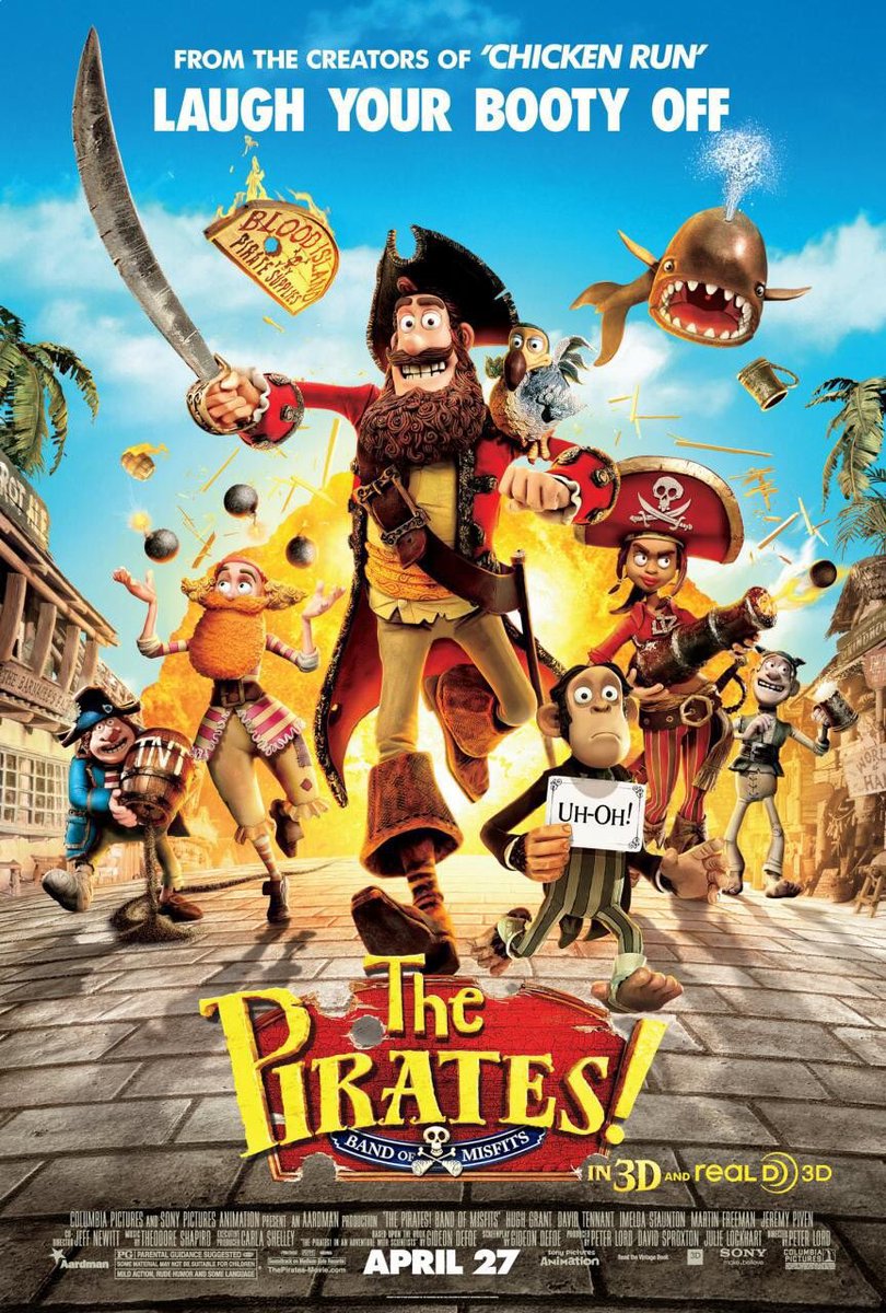 🎬MOVIE HISTORY: 12 years ago today, April 27, 2012 the movie ‘The Pirates! Band of Misfits’ opened in theaters!

#HughGrant #MartinFreeman #ImeldaStaunton #DavidTennant #JeremyPiven @salmahayek #LennyHenry #BrianBlessed #RussellTovey #AntonYelchin #BrendanGleeson @davidschneider