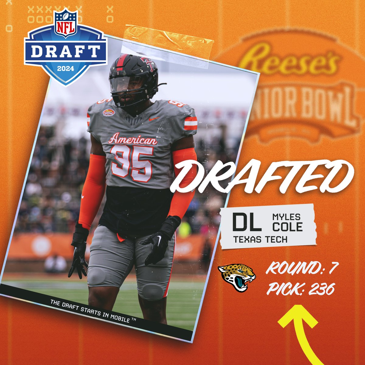 #NFLDraft The @Jaguars have selected Senior Bowl alum @mdoc55 out of @TexasTechFB. Congratulations! #DUUUVAL #TheDraftStartsInMOBILE™️
