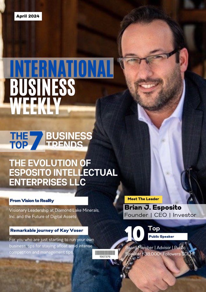 🚀 Brian J. Esposito Leads $DLMI to New Heights in Finance in #InternationalBusinessWeekly Article 🚀

Under the leadership of Brian J. Esposito, @DiamondLakeMinI has soared, transforming the digital assets landscape.