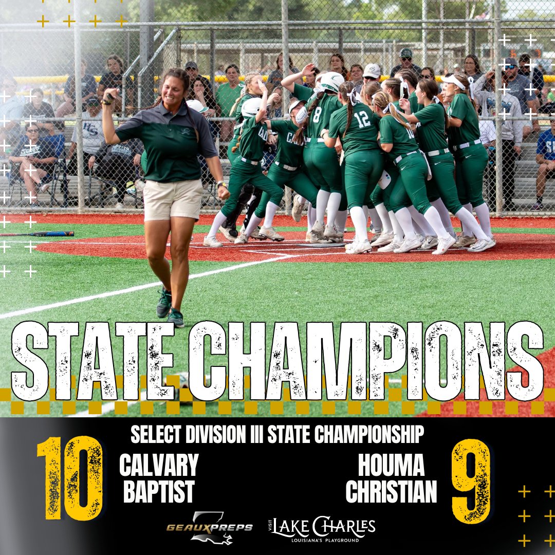 BACK-2-BACK-2-BACK-2-BACK! @CBAsoftball13 fends off a determined Houma Christian squad, 10-9, to take home the school's fourth consecutive title and sixth overall to close out the 2024 LHSAA state softball tournament!