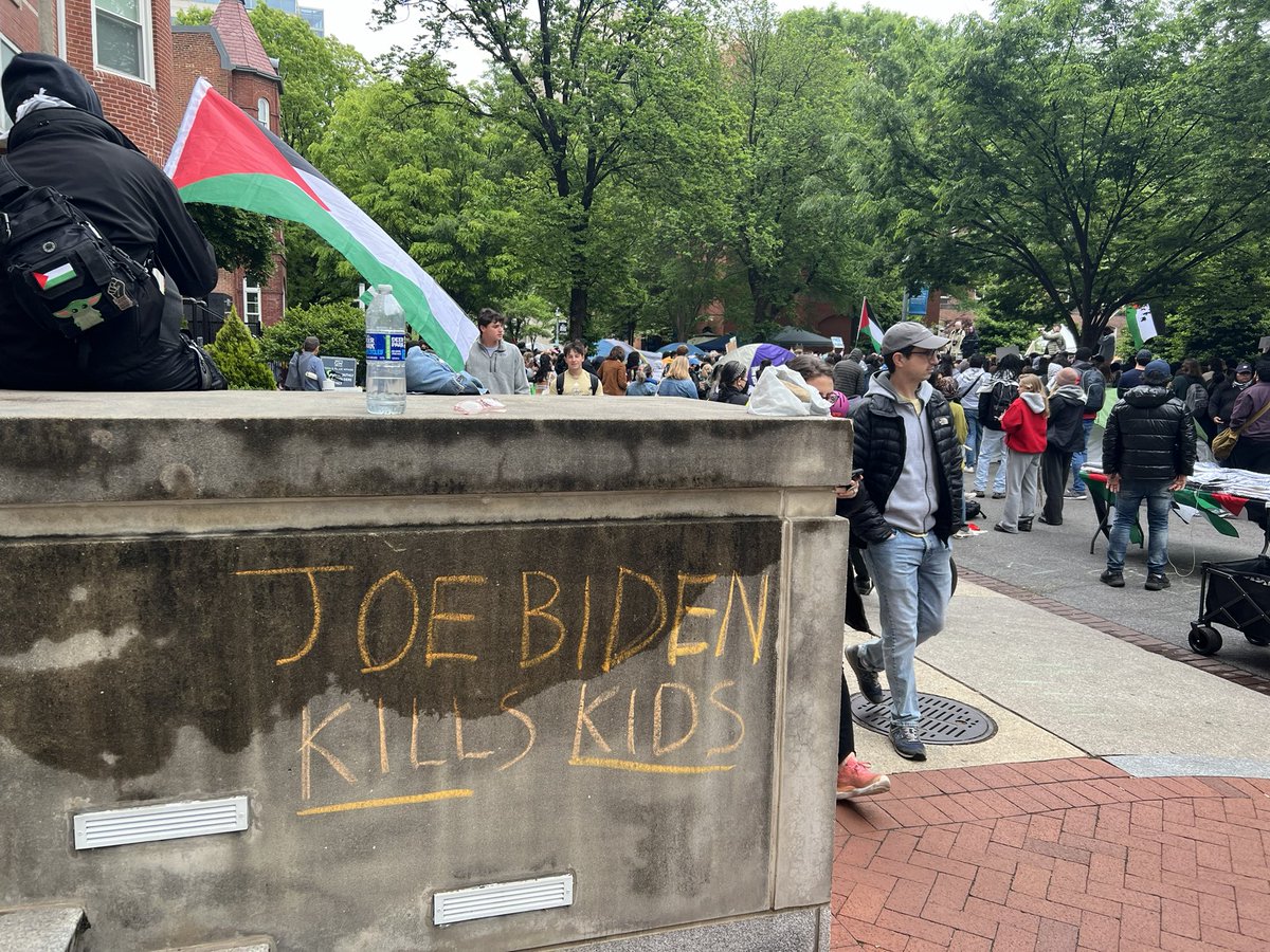 “Joe Biden kills kids” At the George Washington University protest encampment against the Gaza genocide