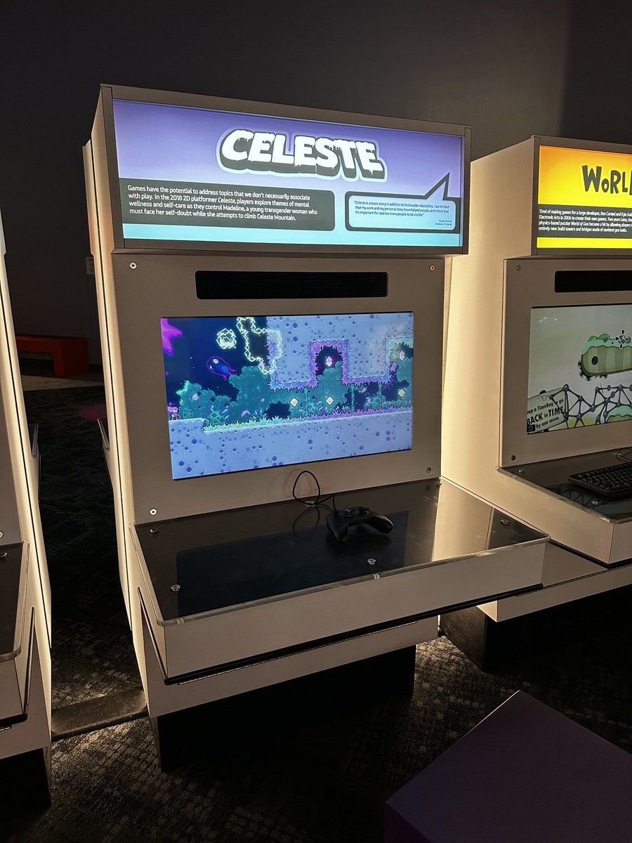 Was at the Rochester Strong Museum of Play and saw @celeste_game had a setup in the inde games section! So awesome to encounter inde game stuff in real life!