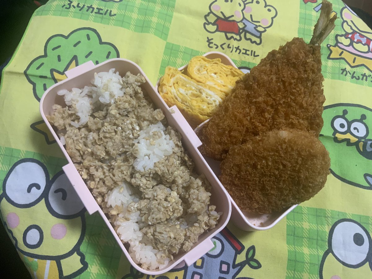 手作り弁当（素人料理）No306

今日は漬物食材（野菜）探し‥
日曜日の弁当🍱はコレ‥❣️

お気に入りご近所スーパー『コロッケ』『アジフライ』久しぶりに上手く作れた『玉子焼き』オートミール&白米ご飯☺️❣️

いいね👍❣️